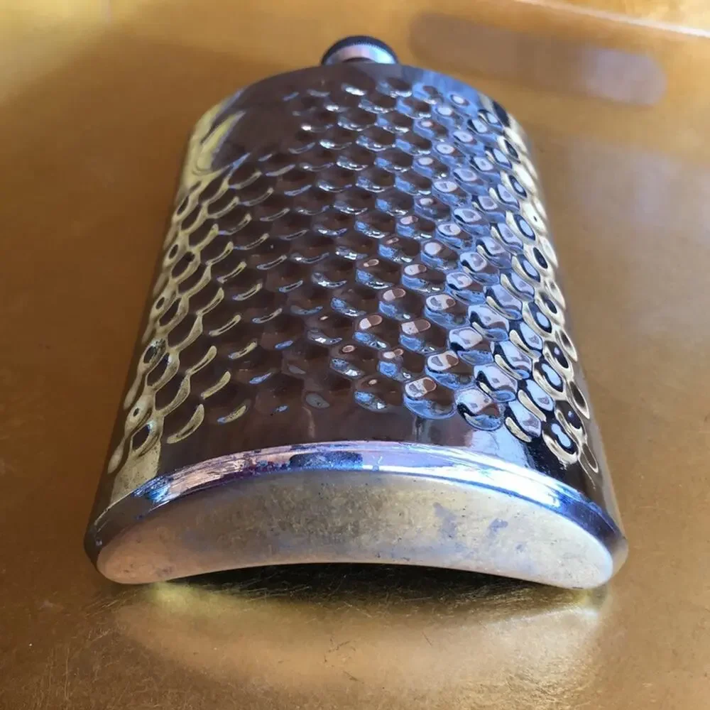 Stainless Steel‎ Dimpled Hip Flask w/ Screw Cap